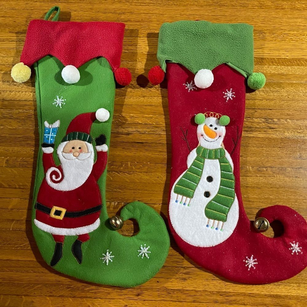 Christmas Stocking Snowman and Santa set of 2